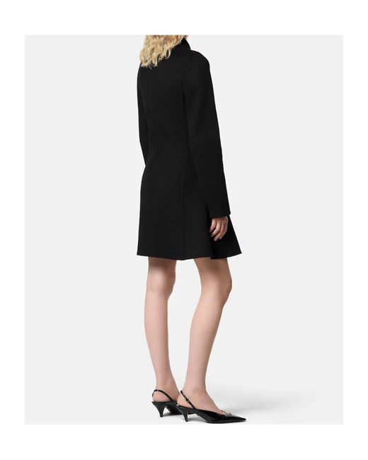 Versace Black Double-Breasted A-Line Coat