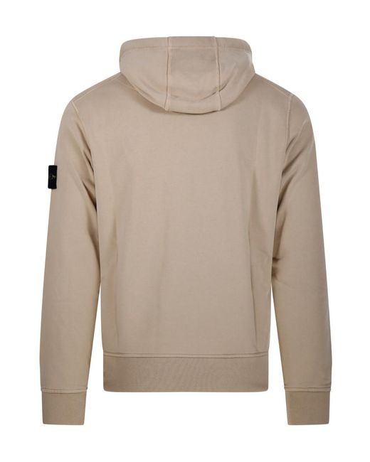 Stone Island Gray Compass Patch Drawstring Hoodie for men