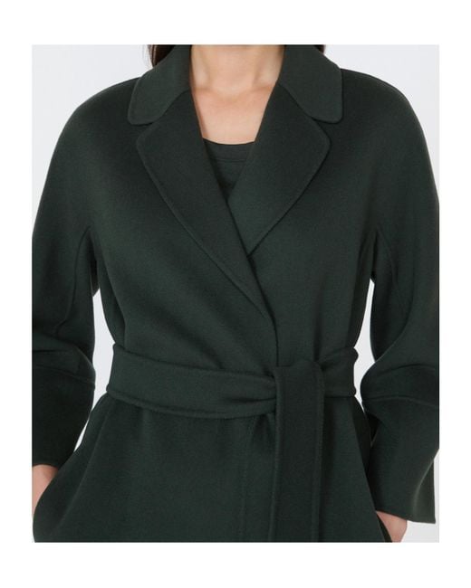 Max Mara Green Short Double-Faced Wool Coat
