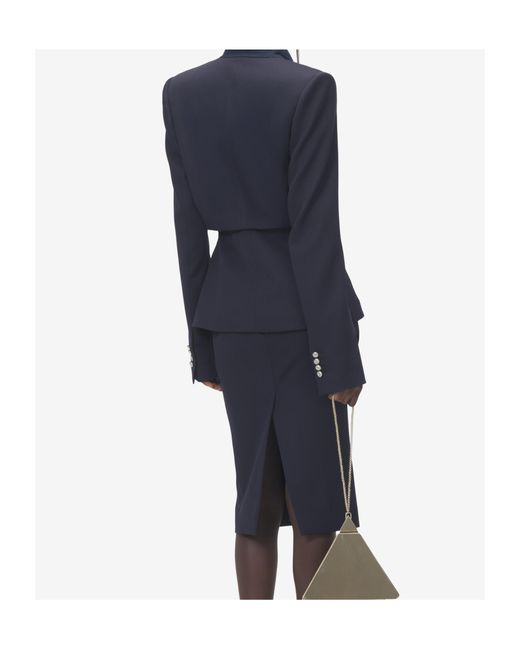 McQueen Blue Wool Sculptural Blazer