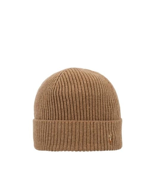 Polo Ralph Lauren Brown Ribbed Beanie for men