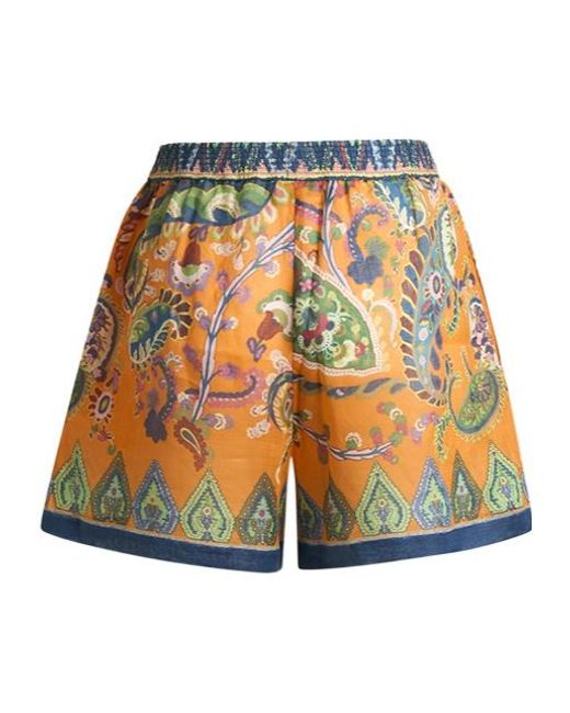 Etro Orange Pattern-Printed Shorts