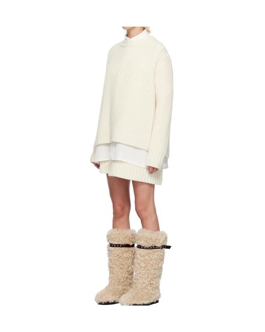 Sacai White Layered Knitted Dress