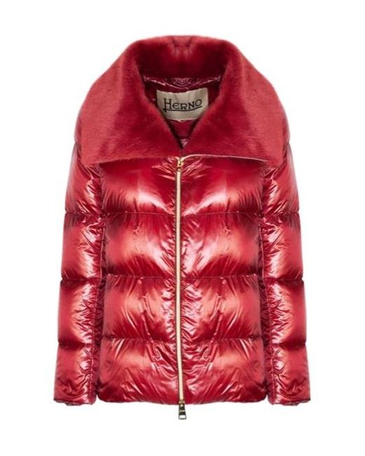 Herno Red Logo Down Jacket