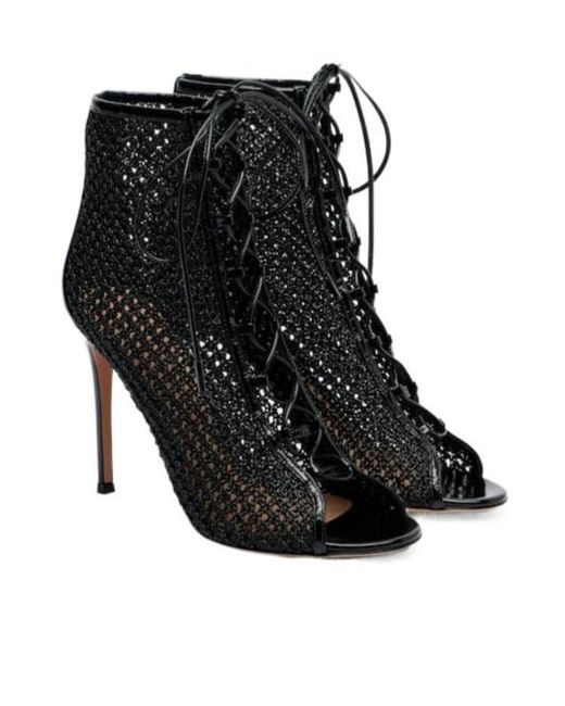 Gianvito Rossi Black Solid Color Leather Sandals