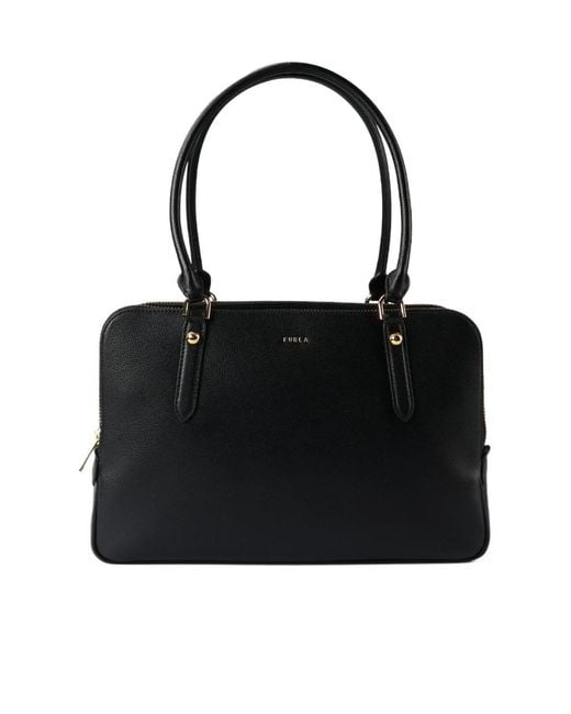 Furla Black Large Giulia Textured Tote Bag