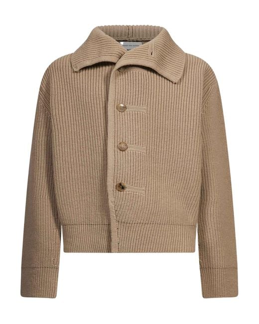 Dries Van Noten Brown Long-Sleeve Single-Breasted Cardigan for men