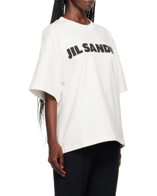 Jil Sander White Logo Printed Jersey T-Shirt