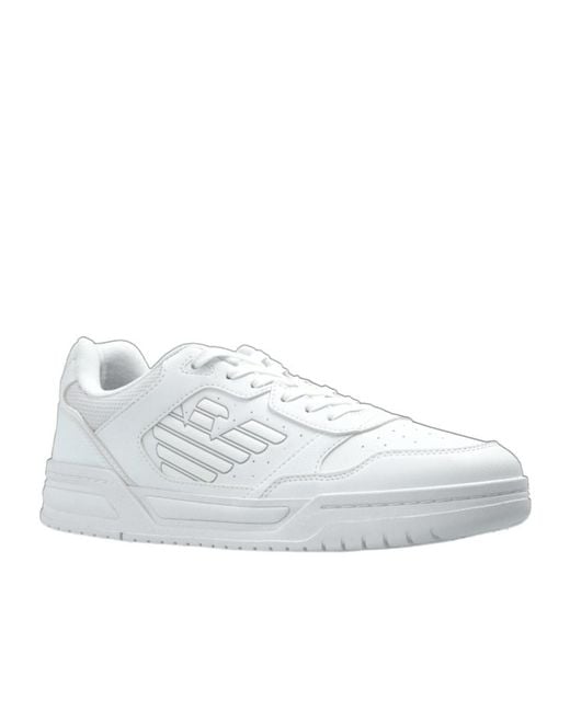 EA7 White Panelled Lace-Up Sports Shoes for men