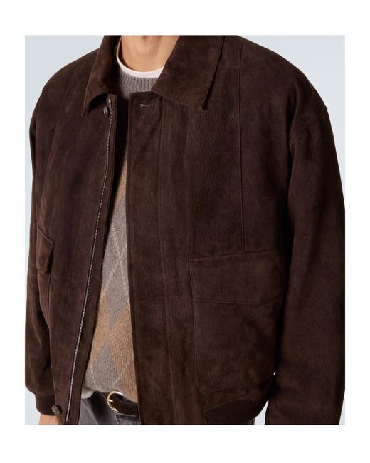 FRAME Brown Flap Pocket Leather Jacket for men