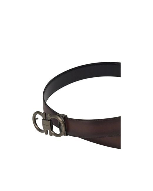 Ferragamo White Reversible And Adjustable Gancini Belt for men