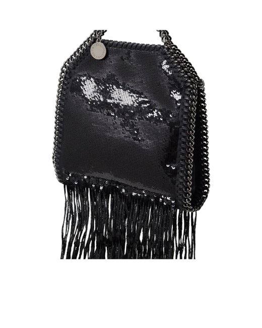 Stella McCartney Black Limited-Edition Falabella Sequinned Fringed Tiny Tote Bag
