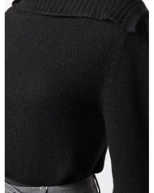 Ann Demeulemeester Black Asymmetrical Cowl-Neck Jumper