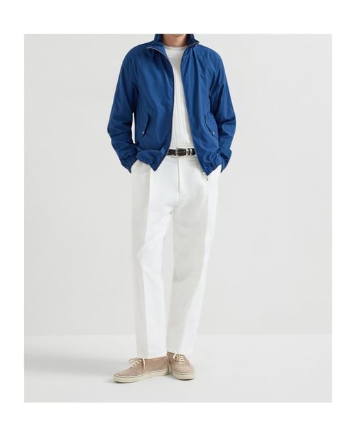 Brunello Cucinelli Blue Zip-Up Hooded Jacket for men