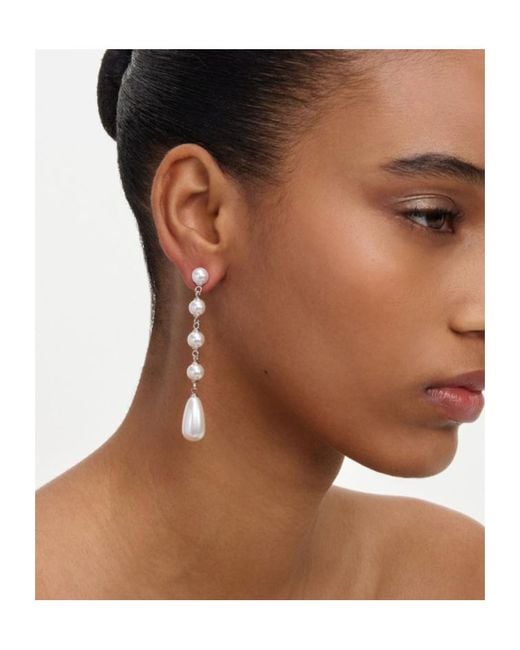 Self-Portrait White Bijoux Faux Pearl Drop Earrings