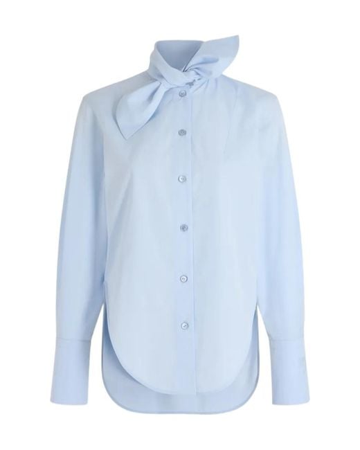 Patou Blue Bow-Collar Blouse