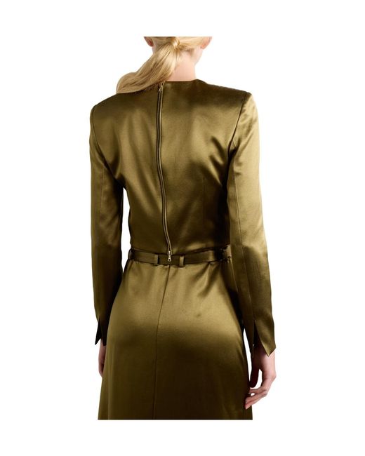 Adam Lippes Green Keira Cropped Silk-Charmeuse Top