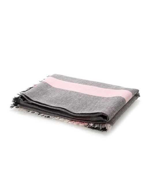 Burberry Gray Plaid Detail Scarf