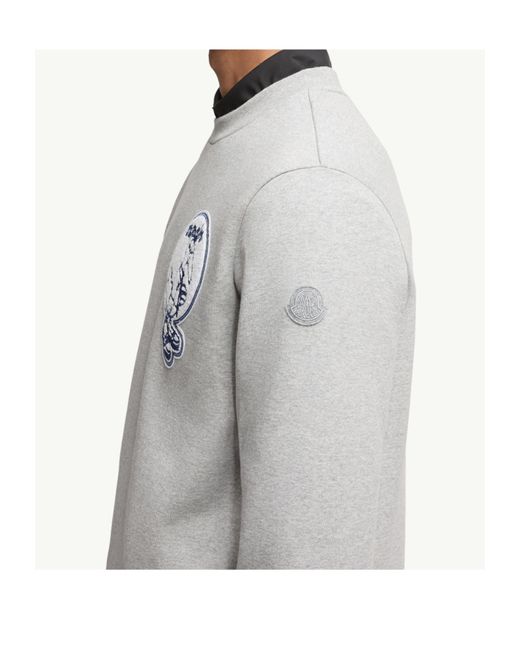 Moncler Gray Mascot Patch Crewneck Sweatshirt for men