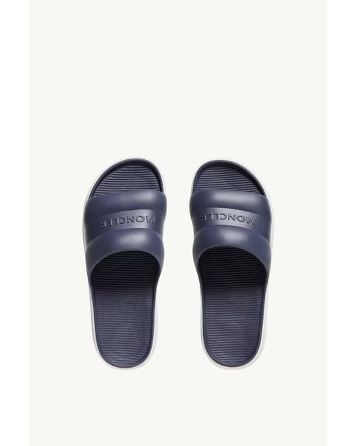 Moncler Blue Altive Logo Slides for men
