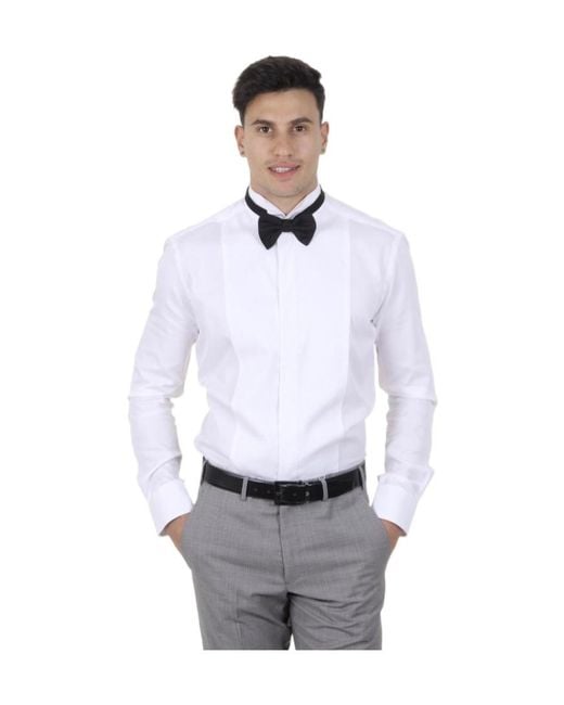 Armani Collezioni White Cotton Long-Sleeved Shirt for men