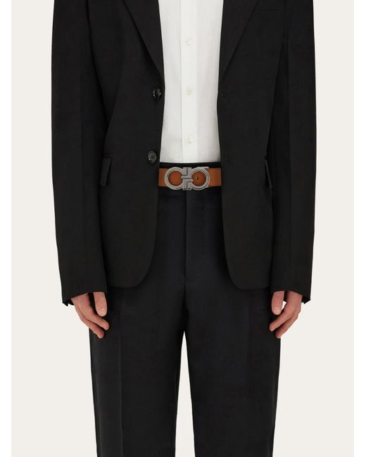 Ferragamo White Reversible And Adjustable Gancini Belt for men