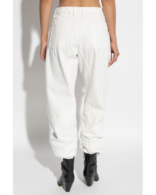 Jil Sander White Logo Patch Straight-Leg Trousers