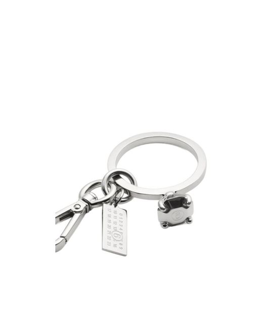MM6 by Maison Margiela White Polished Palladium Clip Keyring for men