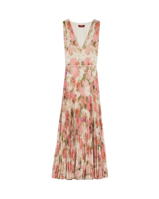 Max Mara Pink Studio Belted Waist Printed Emery Dress
