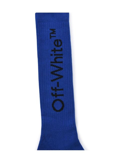 Off-White c/o Virgil Abloh Blue Logo Intarsia Socks for men