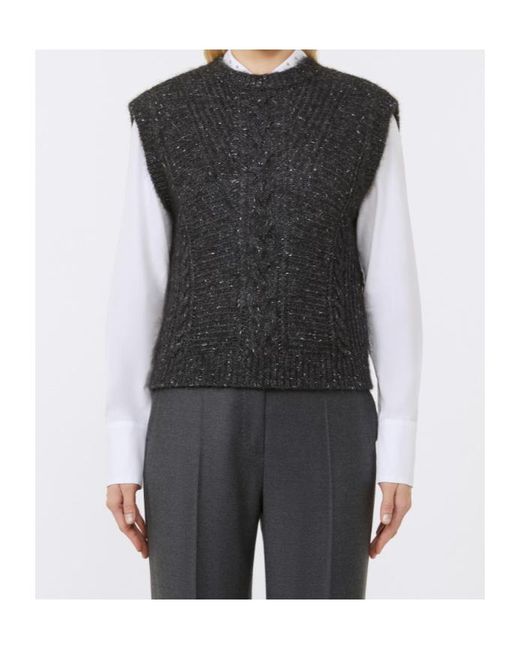 Max Mara Black Studio Crewneck Knitted Vest