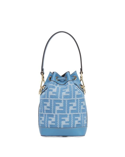 Fendi Blue Mon Tresor Ff Jacquard Mini Bucket Bag