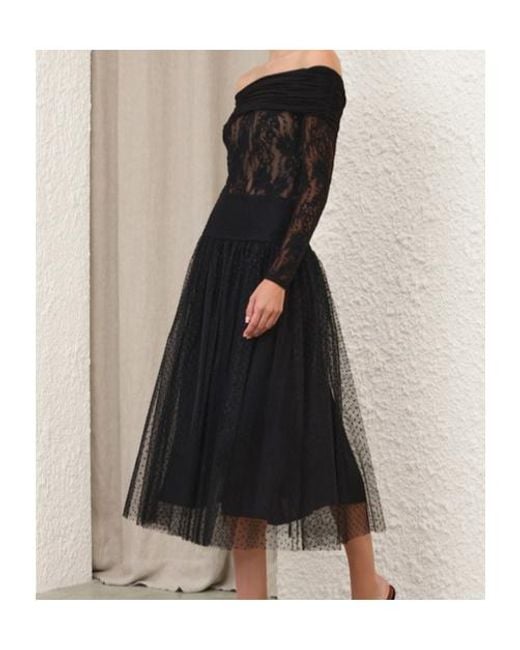 Zimmermann Black Polka-Dot Midi Skirt