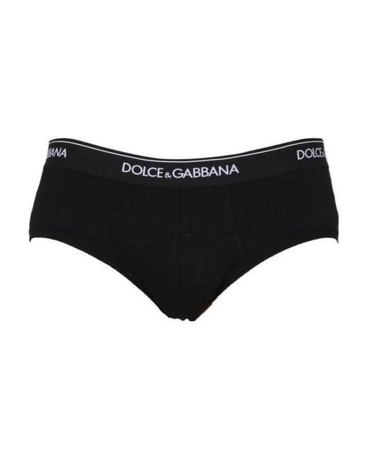 Dolce & Gabbana Black Logo Waistband 2-Pack Briefs for men