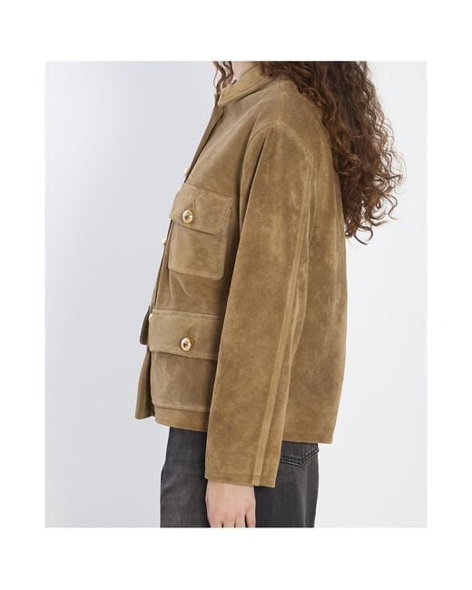 Arma Green Pointed-Collar Flap-Pocket Jacket