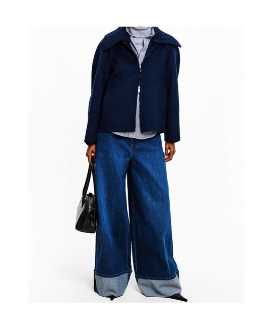Joseph Blue Zippered Long-Sleeved Knit Cardigan