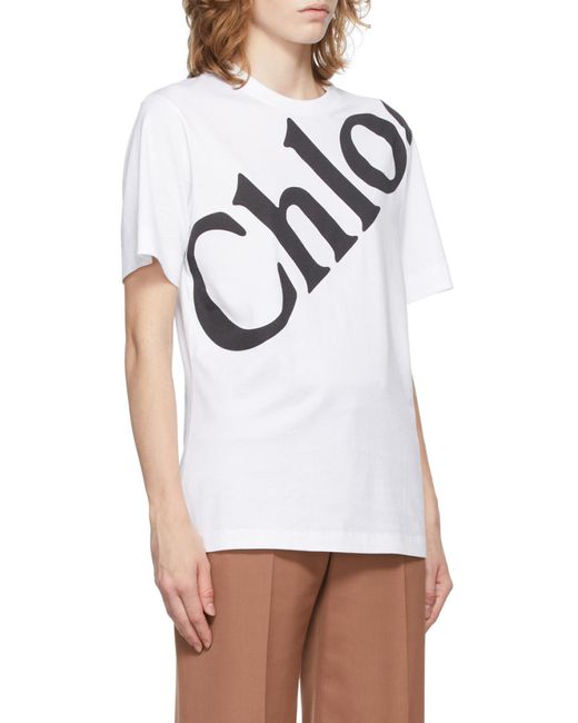 Chloé White Maxi Logo-Print Short-Sleeve T-Shirt