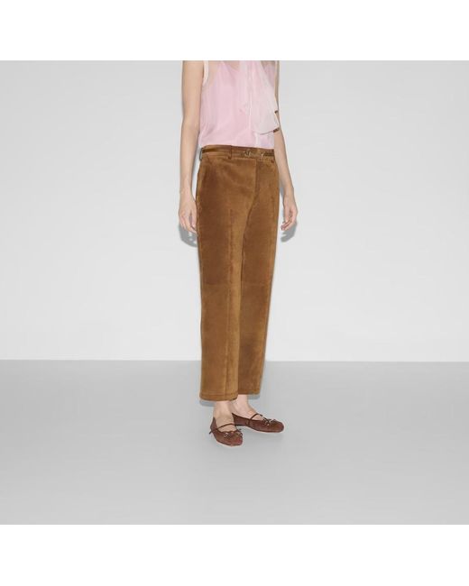 Gucci Brown Horsebit Cropped Pants