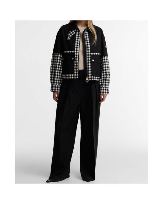Barbour Black Ginghampanel Cropped Utility Jacket
