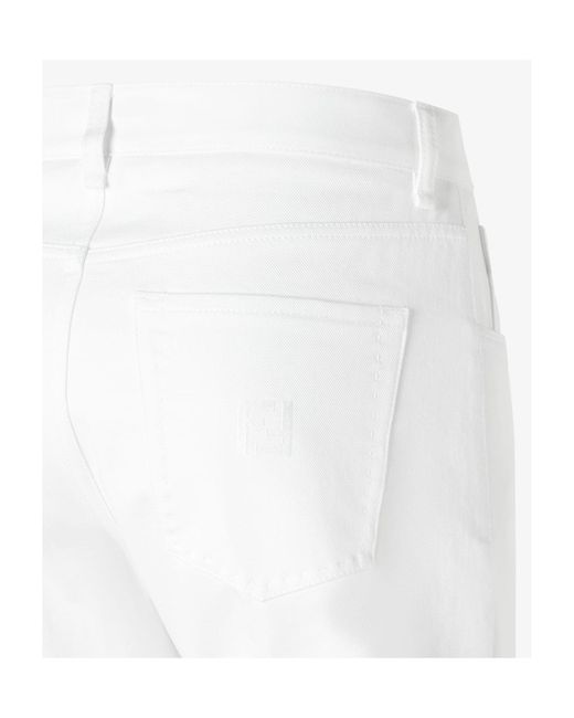 Fendi White Logo Embroidered Straight-Leg Jeans for men