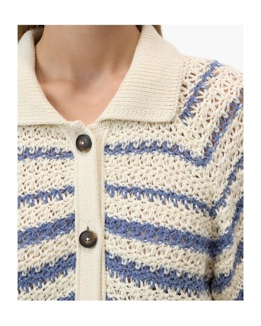 Closed Blue Striped Short-Sleeve Cardigan