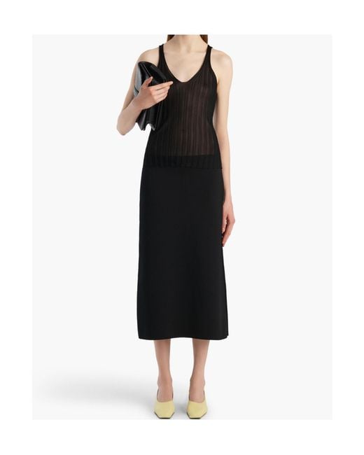 Khaite Black Ribbed V-Neck Knit Top