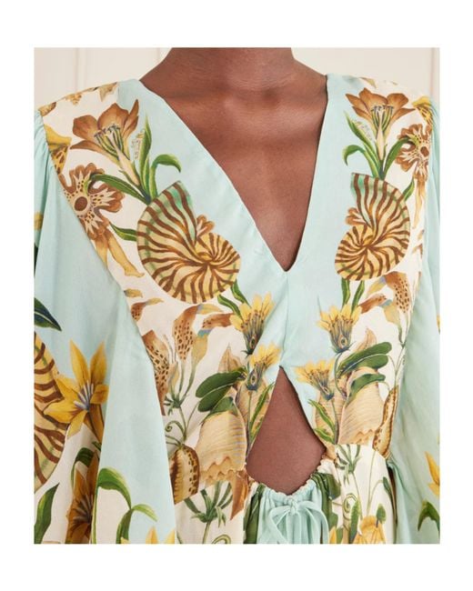 Farm Rio Metallic Floral Print Crepe De Chine Maxi Dress