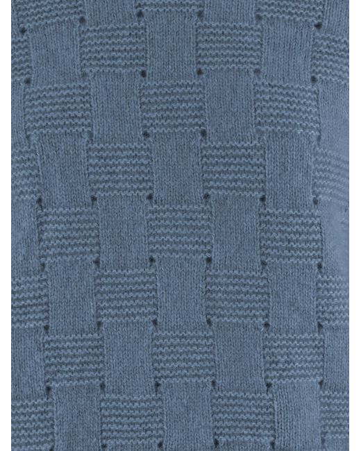 Allude Blue Basketweave Knitted Sweater