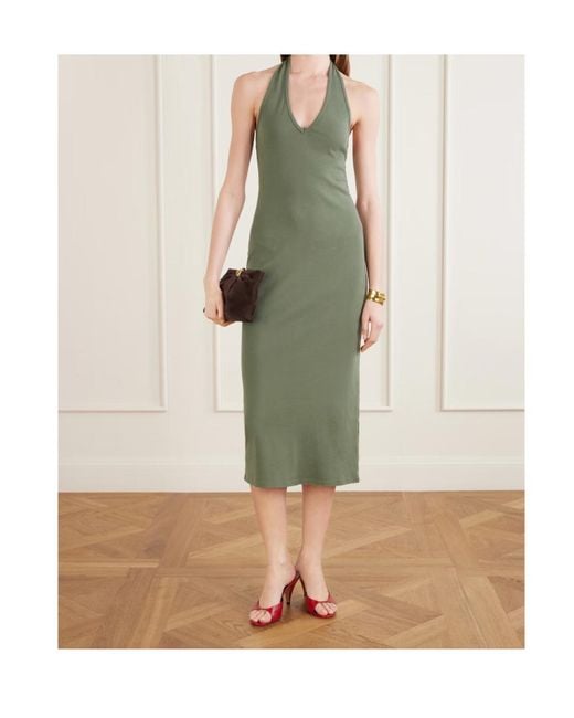 Nili Lotan Green Knitted Backless Midi Dress