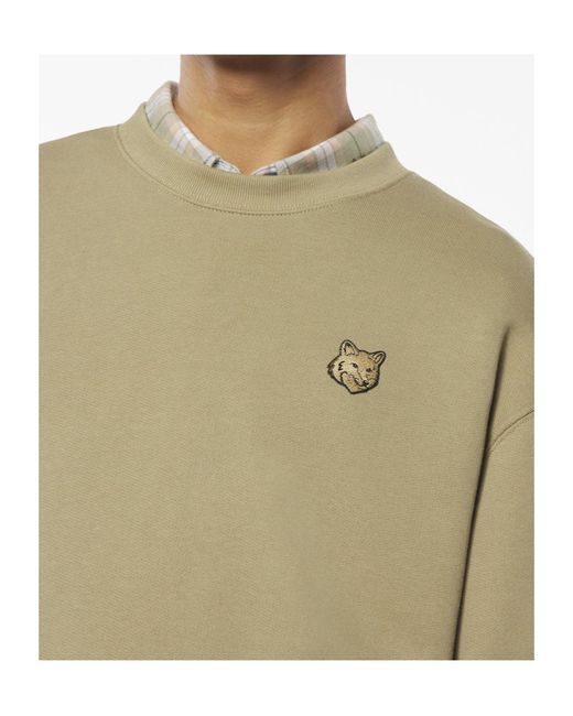 Maison Kitsuné Natural Maison Kitsuné Fox Patch Crewneck Sweatshirt for men