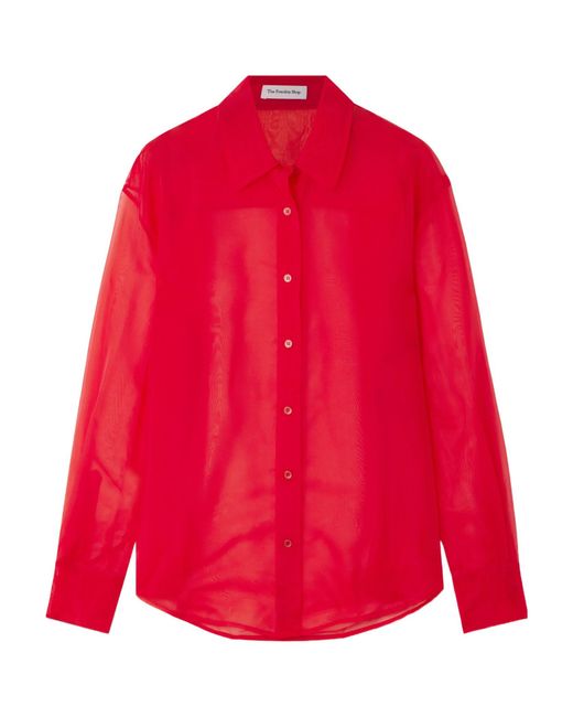 Frankie Shop Red Peri Silk-Blend Organza Shirt