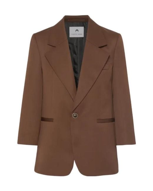 MARINE SERRE Brown Wool Boxy Blazer for men