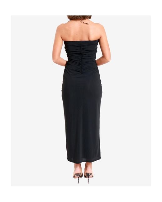 Amazuìn Black Pleated Strapless Dress