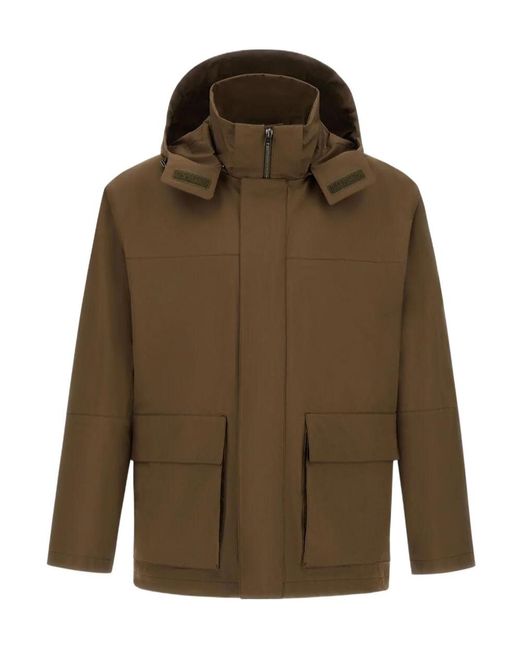 Herno Green Flap-Pocket Hooded Jacket for men